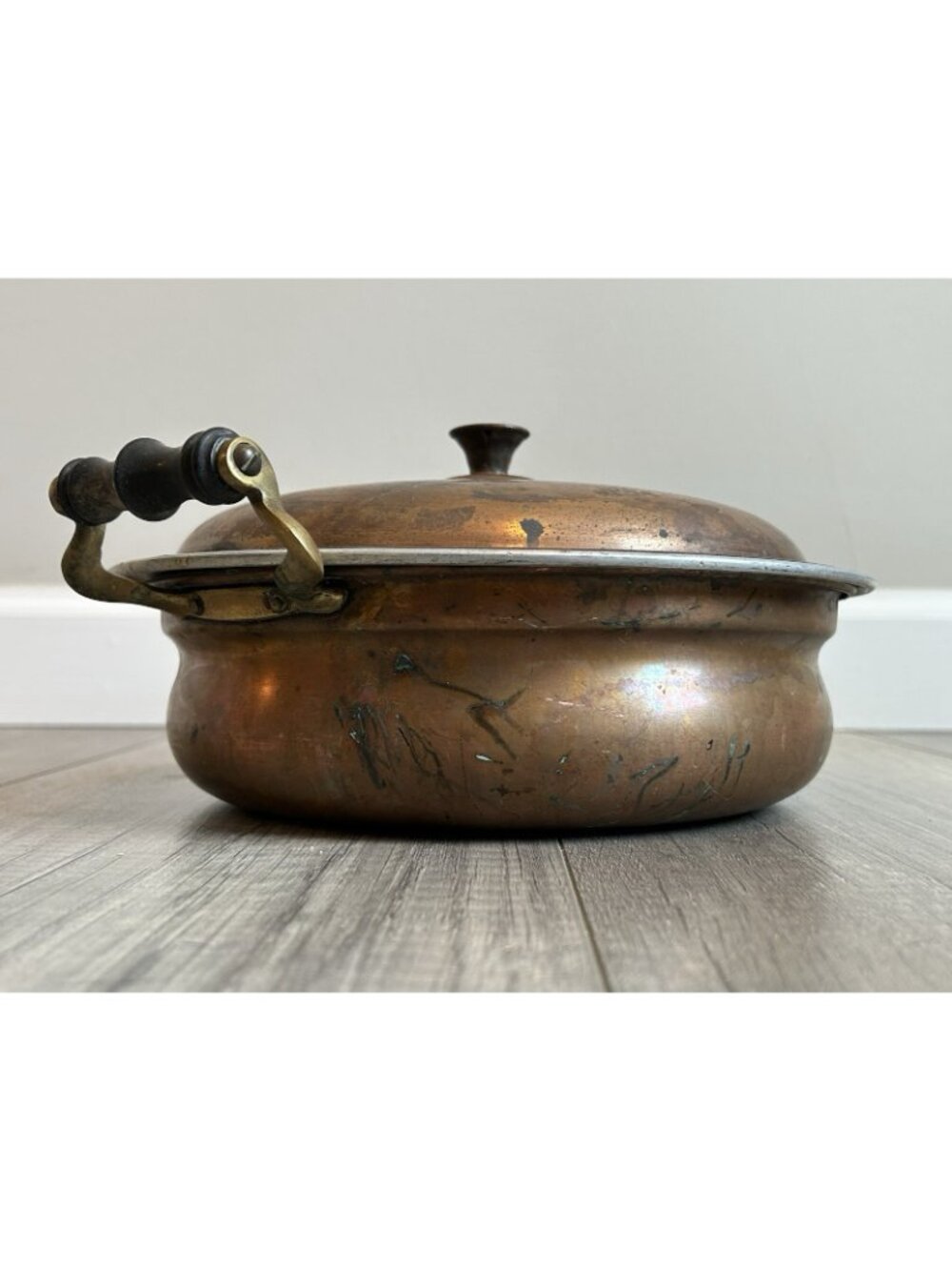 Vintage Manning Bowman Copper Pan Lid Handles Rustic Patina AS IS Cottagecore - Picture 15 of 16
